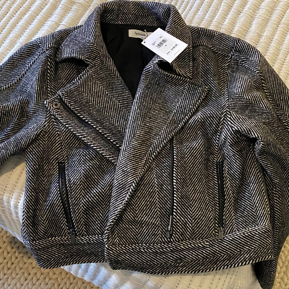 Splendid Black and White Herringbone Blazer